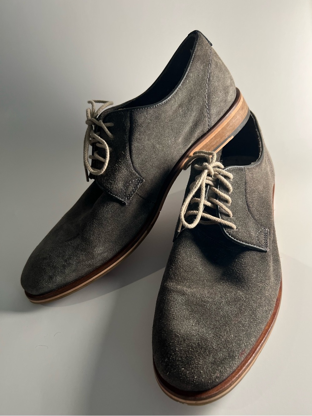 Modern Fiction Men's Gray Suede Derby Shoes - Classic Lace-Up Size 12